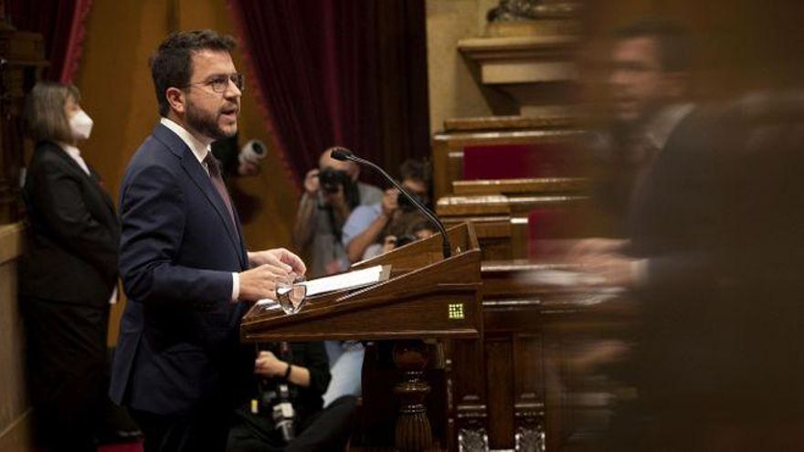 Pere Aragonès, en el Parlament.