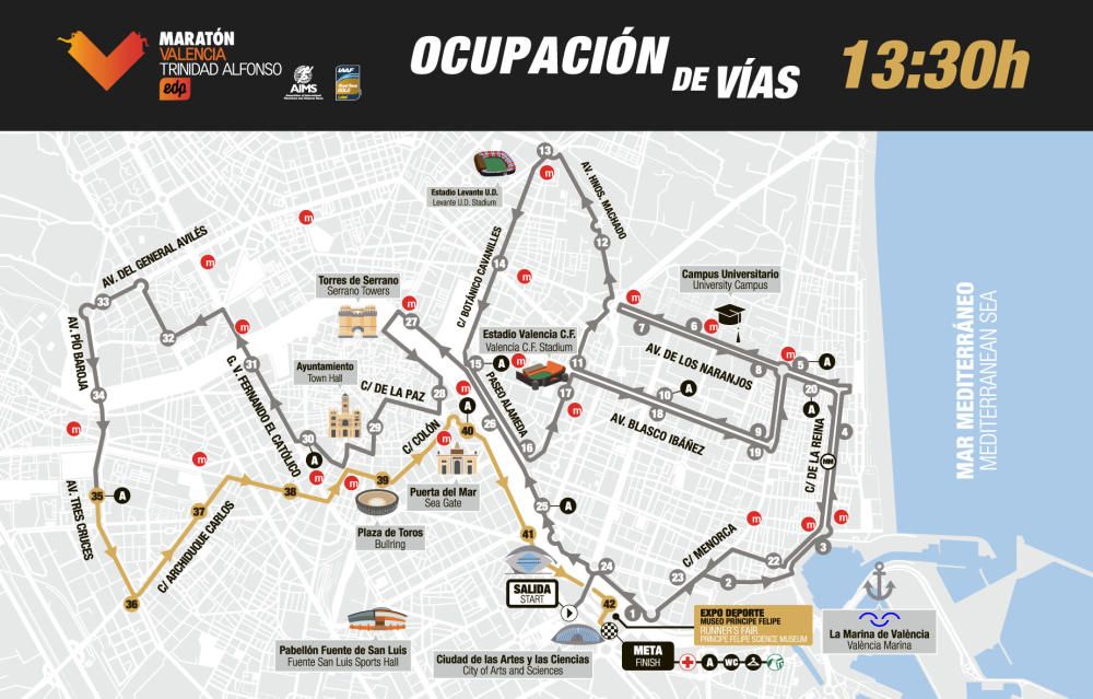 Maratón Valencia: horarios de paso para ver y animar