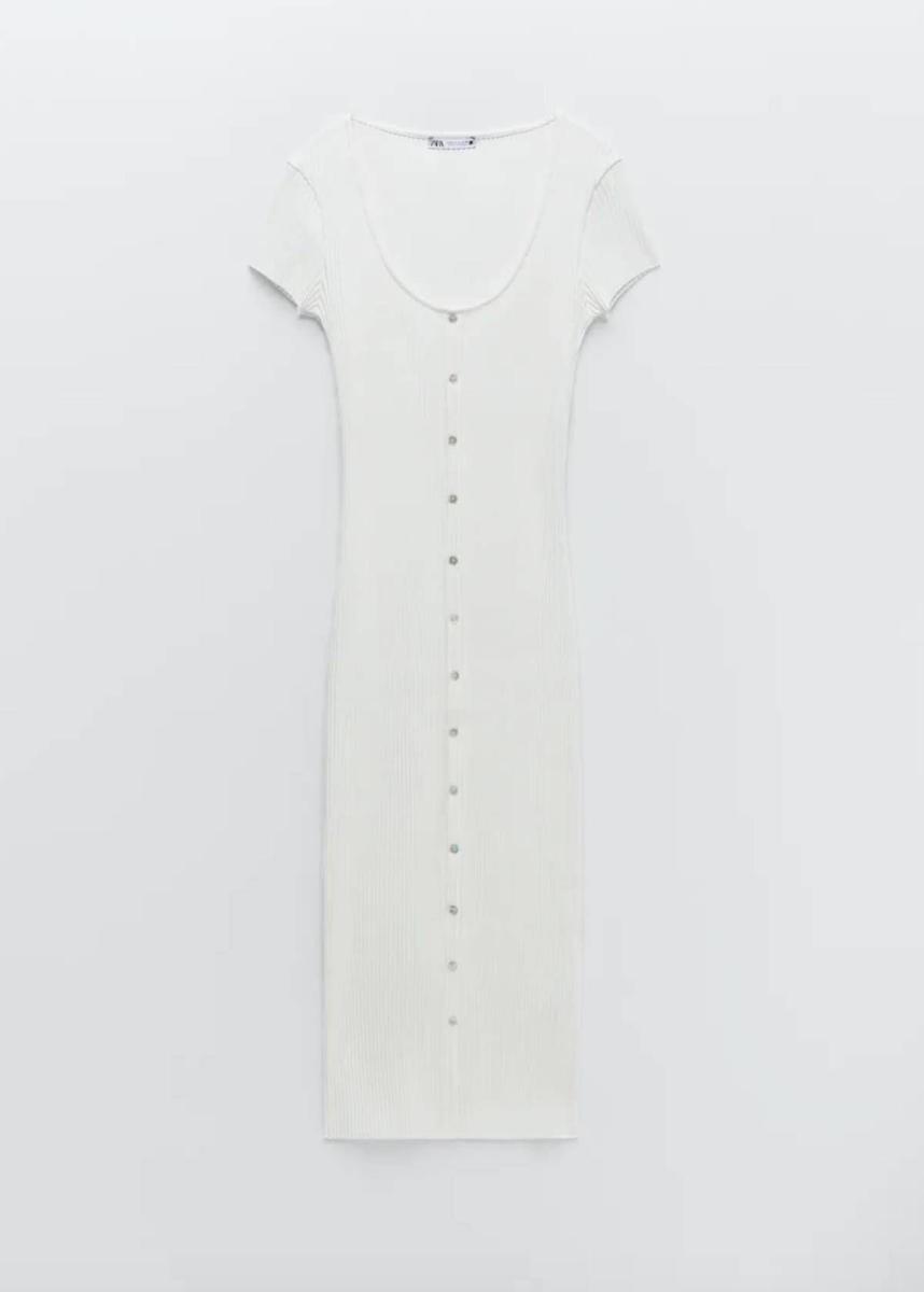 Vestido blanco abotonado de Zara