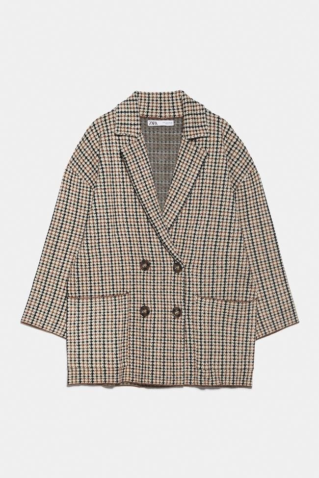 Blazer de punto estampada de pata de gallo
