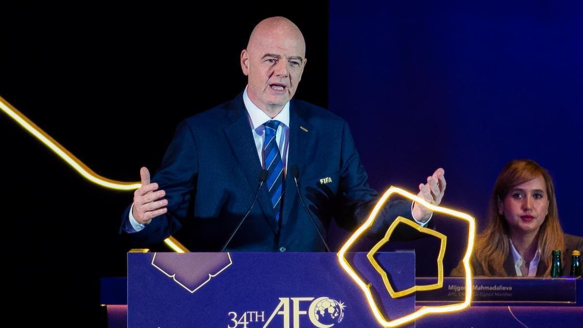 El presidente de la FIFA, Gianni Infantino, durante el congreso que se celebra en Bangkok (Tailandia).