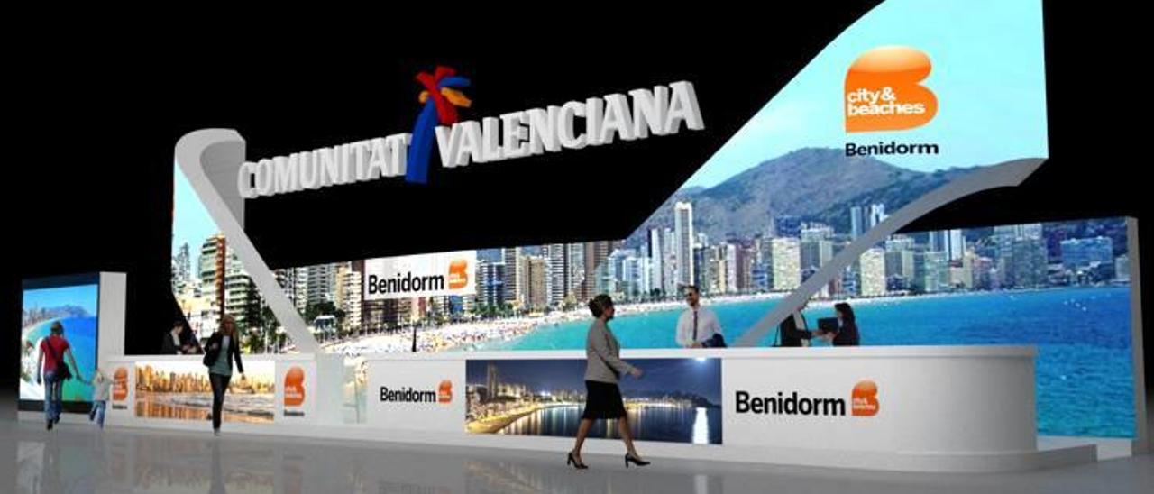 Recreación virtual del estand de Benidorm en la feria Fitur que se celebra la próxima semana en Madrid.