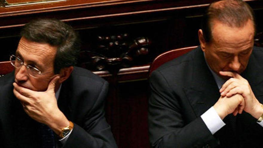Berlusconi y Fini en una imagen de archivo.