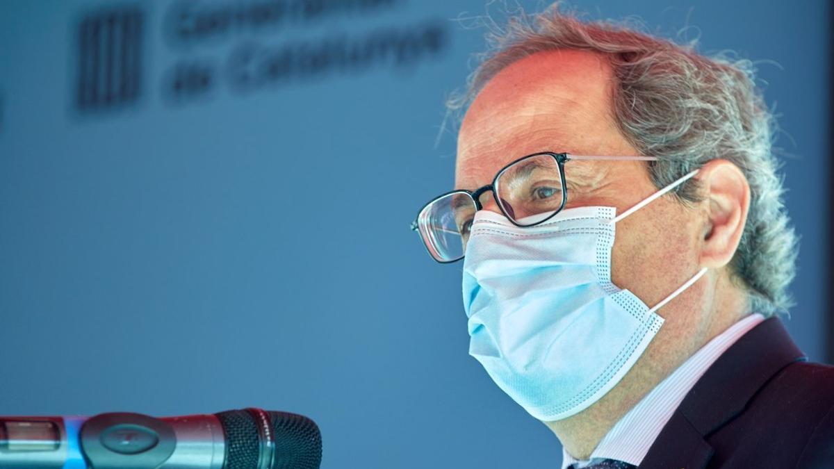 El 'president' de la Generalitat, Quim Torra, durante una rueda de prensa.