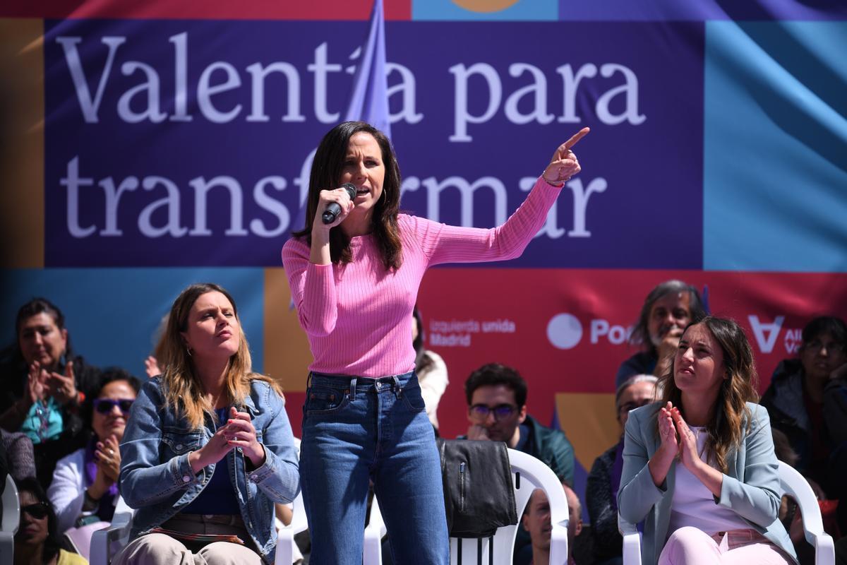 La secretaria general de Podemos, Ione Belarra, en un acto este sábado.