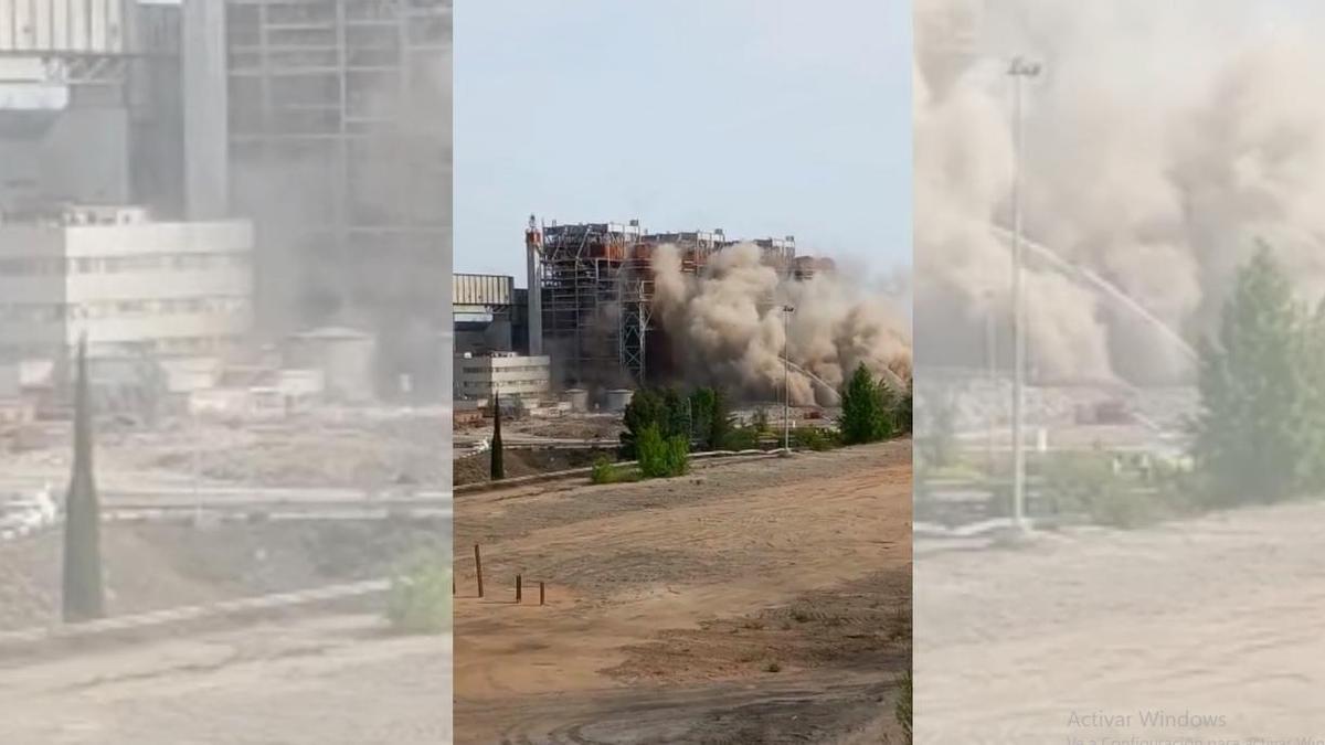 Un momento de la detonación fallida en la térmica de Andorra