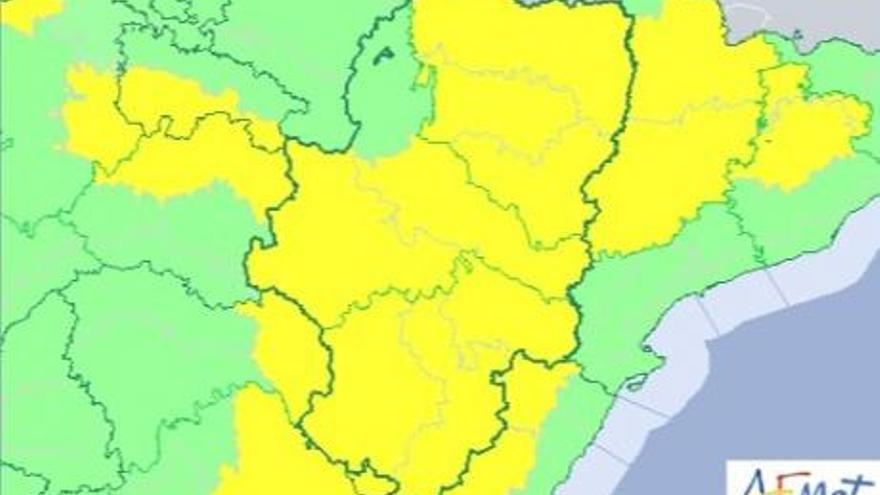 Aviso amarillo por tormentas en casi todo Aragón