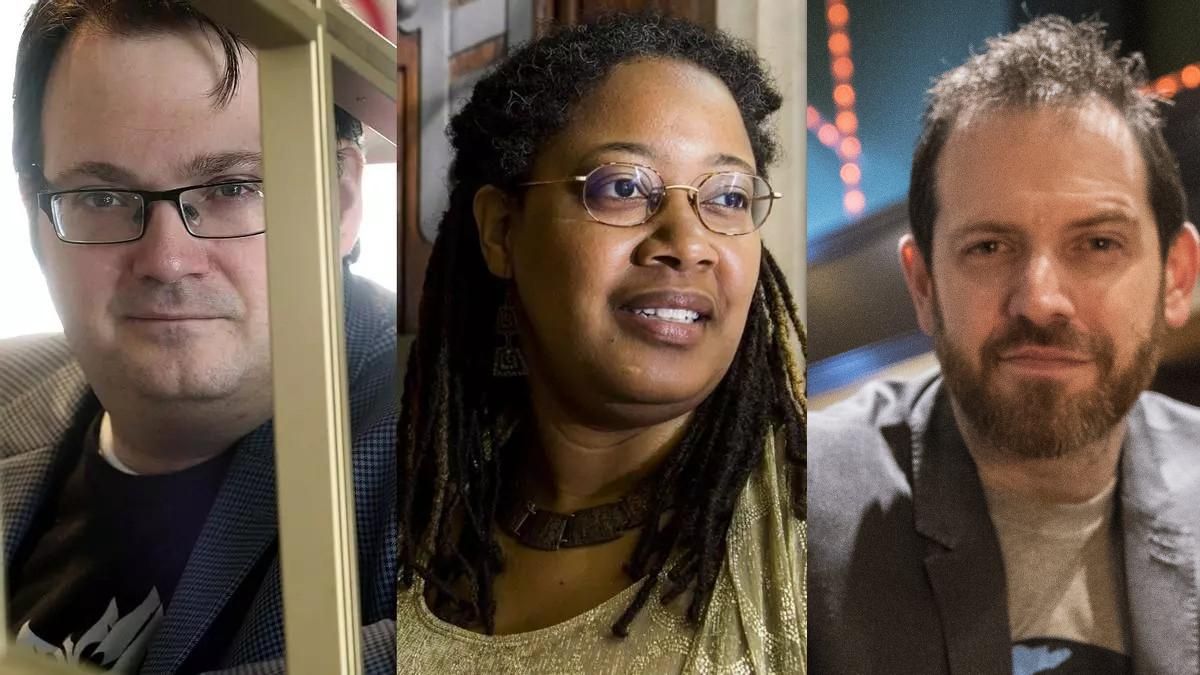 Brandon Sanderson, N. K. Jemisin y Joe Abercrombie Brandon Sanderson, N. K. Jemisin y Joe Abercrombie