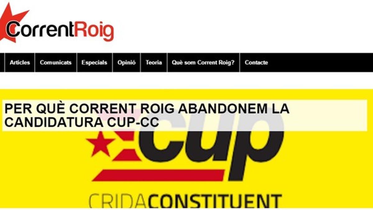 El anuncio de la ruptura, en la web de Corrent Roig.