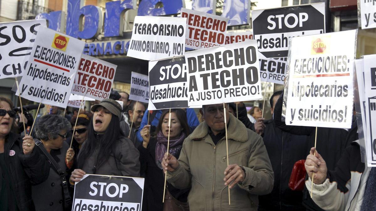 Protesta de la plataforma Stop Desahucios antes de la pandemia.