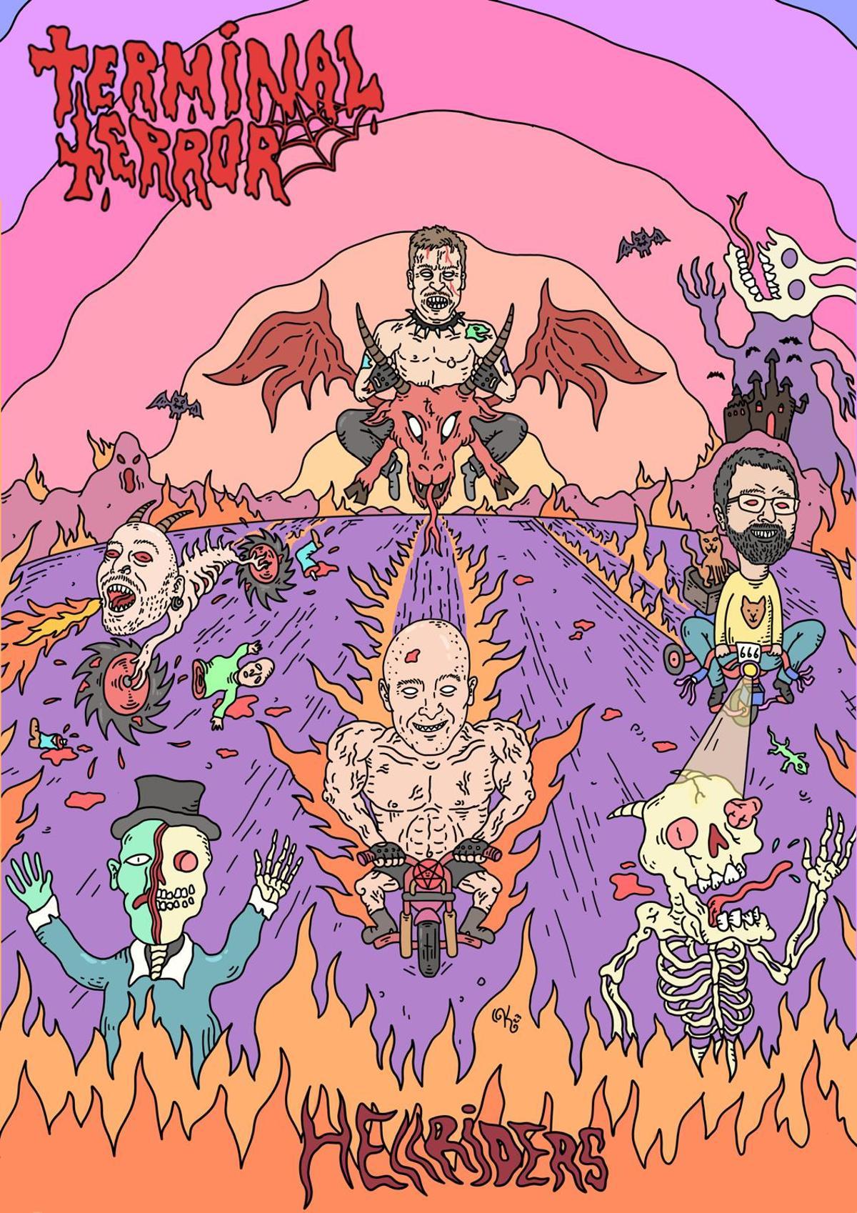 Xabi ilustró la portada del álbum del grupo ourensano «Terminal Terror».