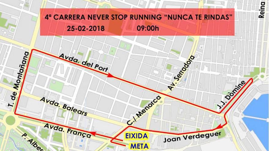 Recorrido de la 5K Never Stop Running.