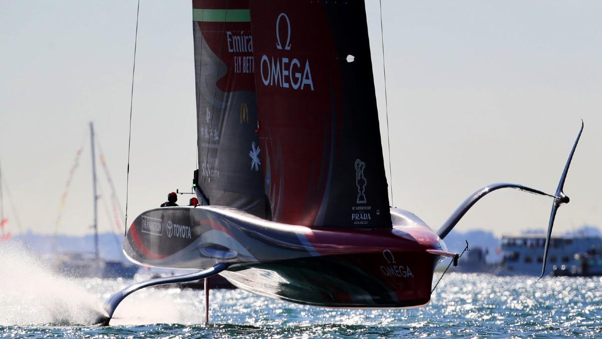 El Emirates Team New Zealand en acción durante la última edición de la Copa América, en marzo de 2021.