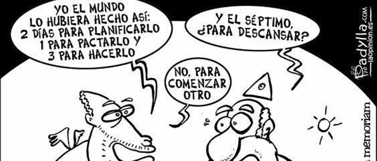 Fragmento de la viñeta de Padylla que se publicó en los periódicos de  Prensa Ibérica en Canarias el 11 de octubre de 2010.