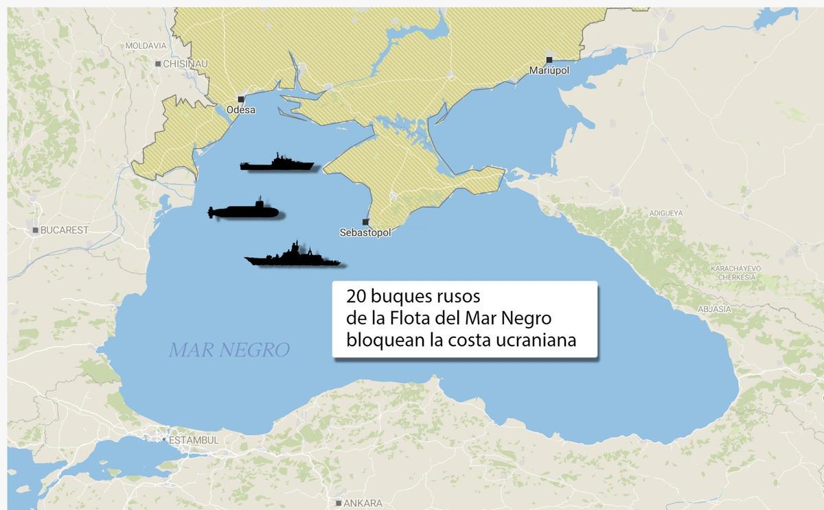Infografía de los buques rusos en el mar Negro.