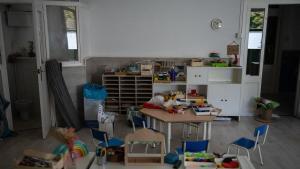 Espacio de una escuela catalana durante la preparación del curso.