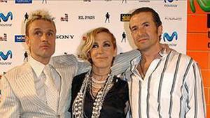 Els integrants del grup Mecano, José María (dreta), Nacho Cano i Ana Torroja, l’any 2005, a Madrid.