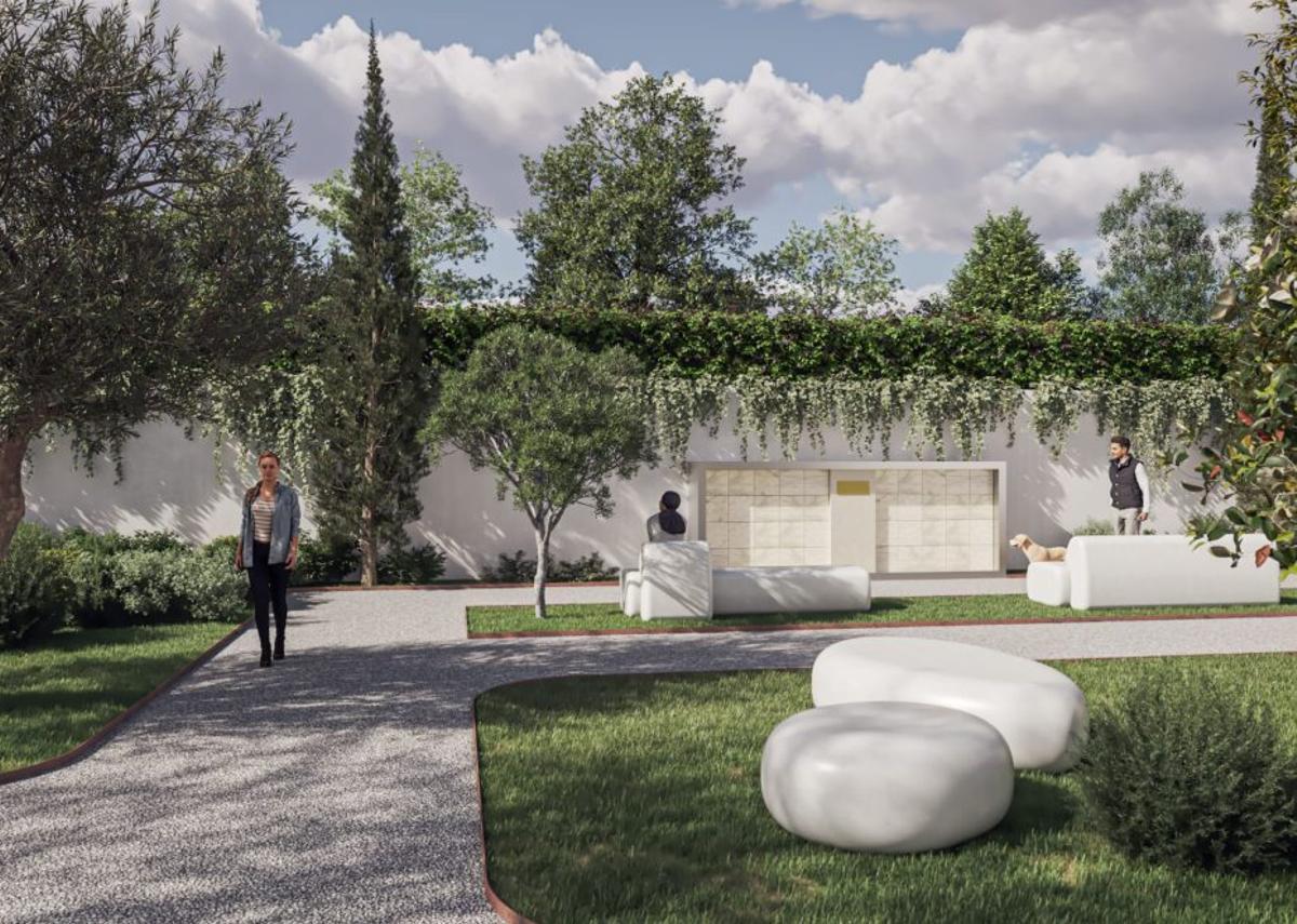 Los elementos de hormigón en forma de piedras que serán asientos. | FDV