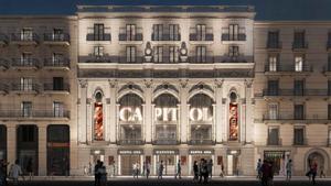 Recreación virtual de la futura entrada del teatro Capitol por la calle Santa Anna, en Barcelona.