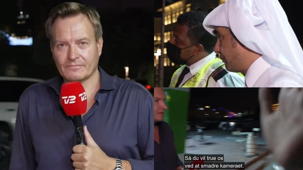 El periodista danés Rasmus Tantholdt y la secuencia del incidente que tuvo con el personal de Qatar 2022.