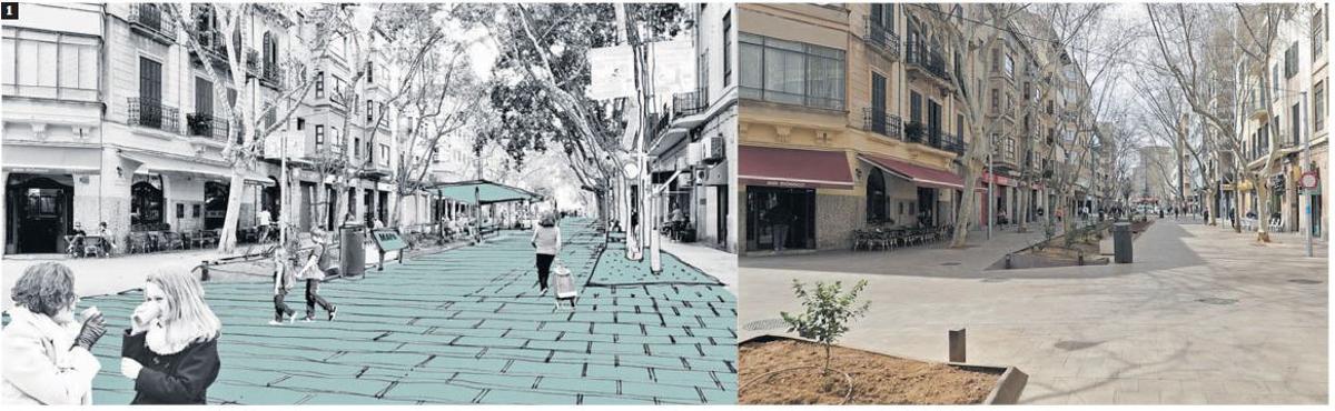 Ilustración sobre cómo mejorar Nuredduna junto a la imagen de la calle.