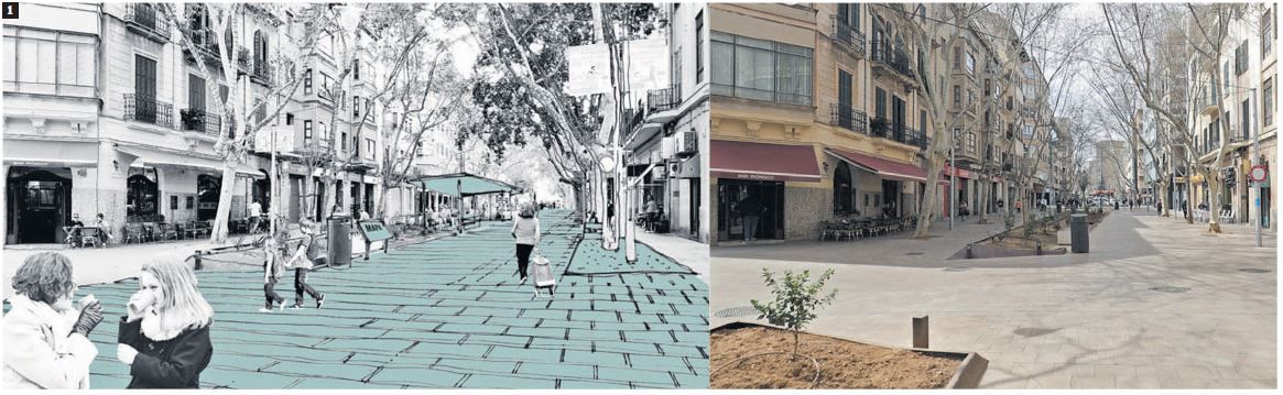 Ilustración sobre cómo mejorar Nuredduna junto a la imagen de la calle.