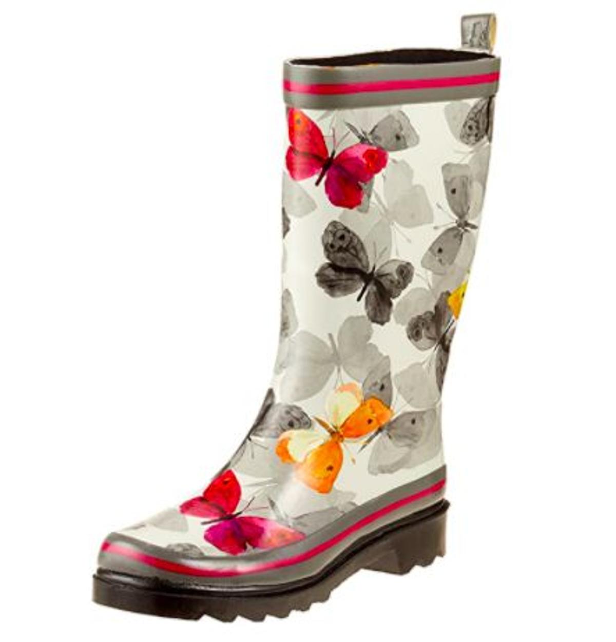 Botas tipo wellington con estampado de mariposas