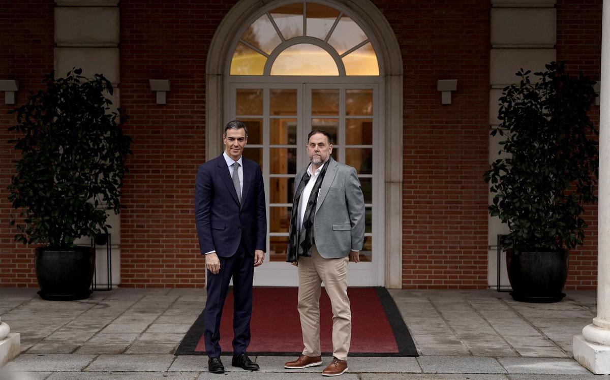 Pedro Sánchez y Oriol Junqueras, en Moncloa.