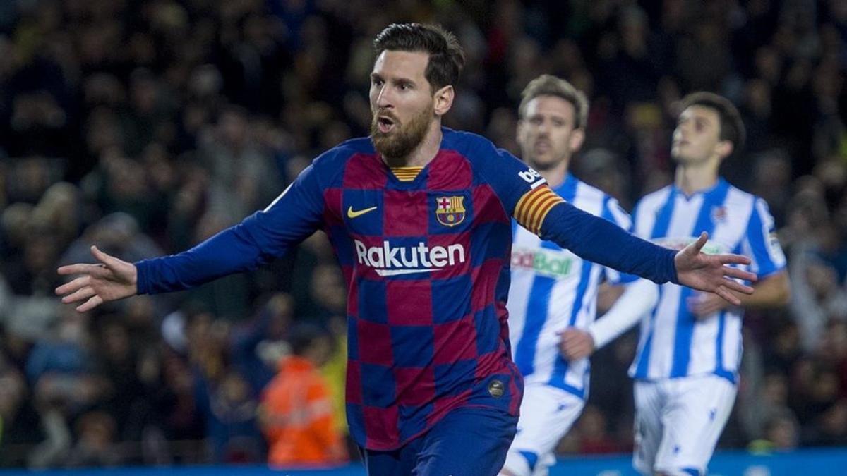 Leo Messi celebra el gol del triunfo, conseguido de penalti.