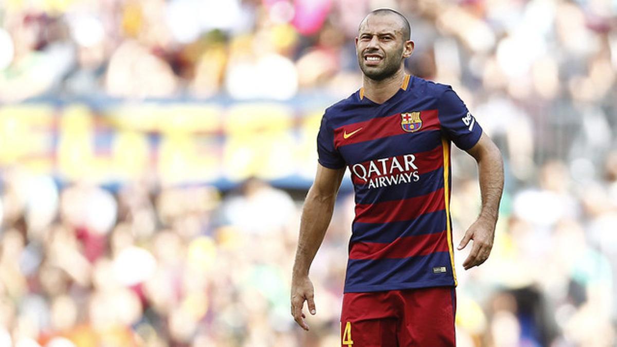 Javier Mascherano, durante el partido disputado el Barça contra el Las Palmas el sábado pasado