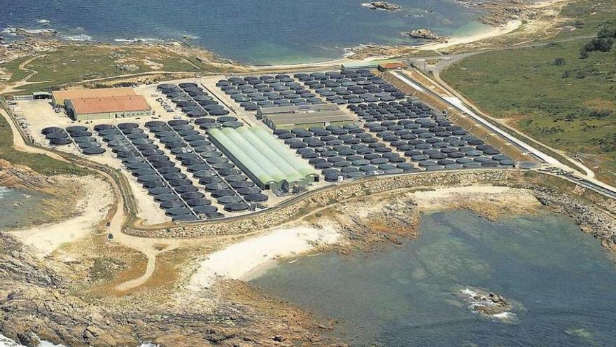 Vista aérea de la piscifactoría Monte da Vela, en Camariñas. // Iñaki Abella