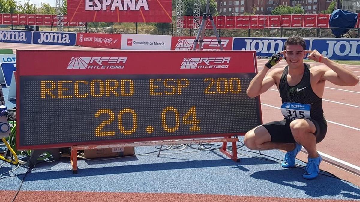 Hortelano bate el récord de España de 200 metros