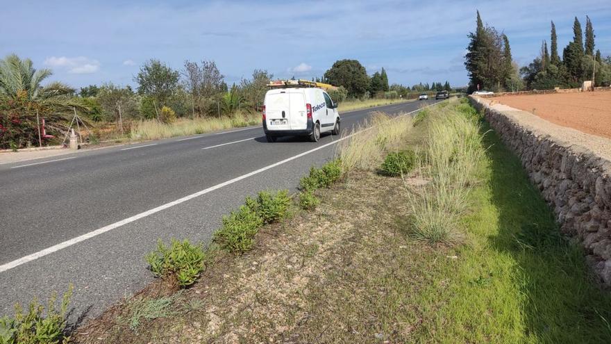 El lugar donde se produjo el accidente mortal, en la carretera de Inca a Muro.