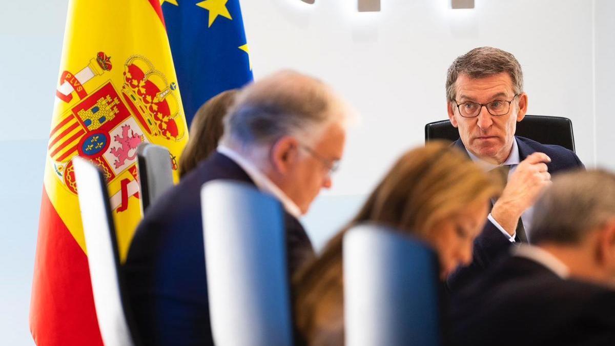 Alberto Núñez Feijóo, este lunes, en el comité de dirección del PP.