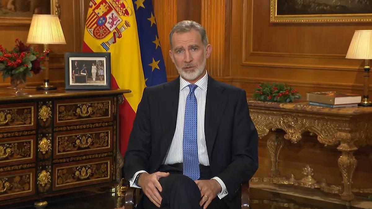 El Rey Felipe VI ofrece su tradicional discurso de Nochebuena desde Zarzuela, en Madrid (España) a 24 de diciembre de 2023.