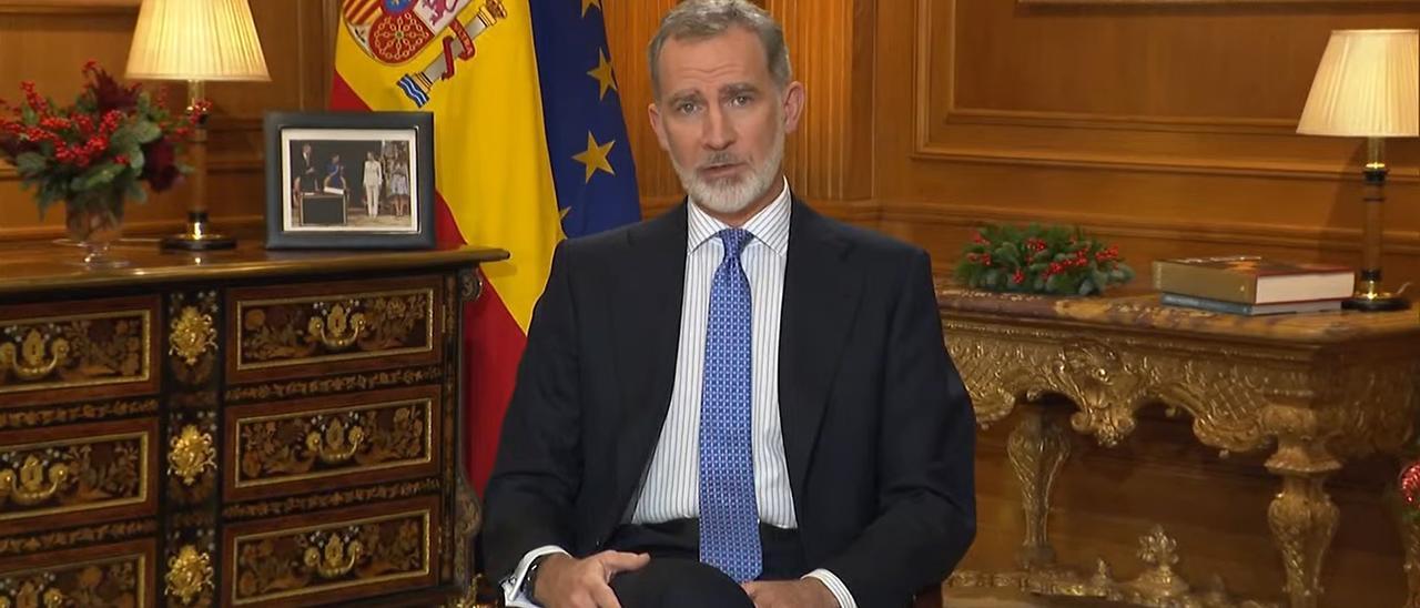 El Rey Felipe VI ofrece su tradicional discurso de Nochebuena desde Zarzuela, en Madrid (España) a 24 de diciembre de 2023.