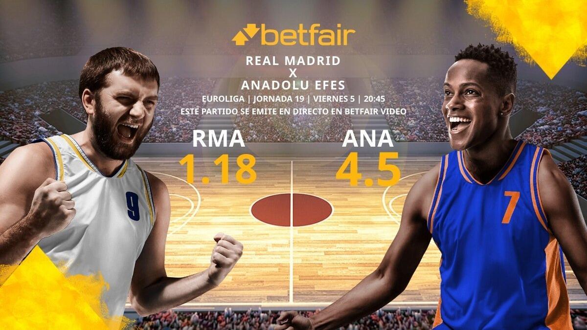 Real Madrid Baloncesto vs. Anadolu Efes: horario, TV, estadísticas, clasificación y pronósticos