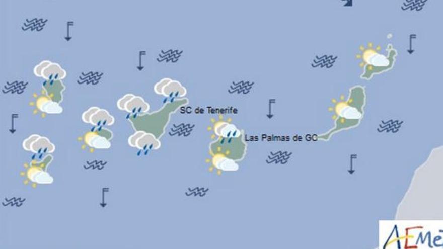 Cielos nubosos y lluvias débiles en Canarias