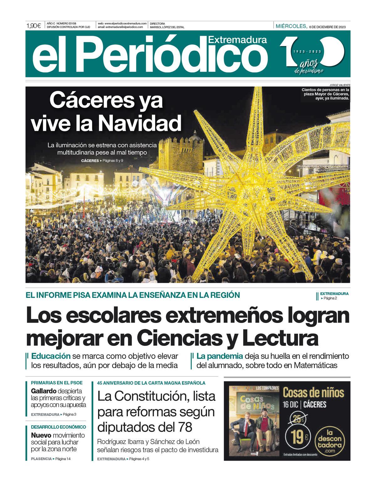 Consulta la portada correspondiente al día 6 de diciembre de 2023