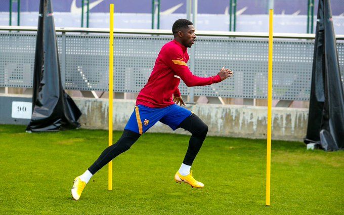 Dembélé, en un entrenamiento en la ciudad deportiva