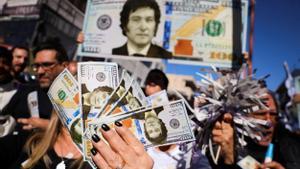 FILE PHOTO: Supporters of Argentine presidential candidate Javier Milei during a campaign rally, in Buenos Aires