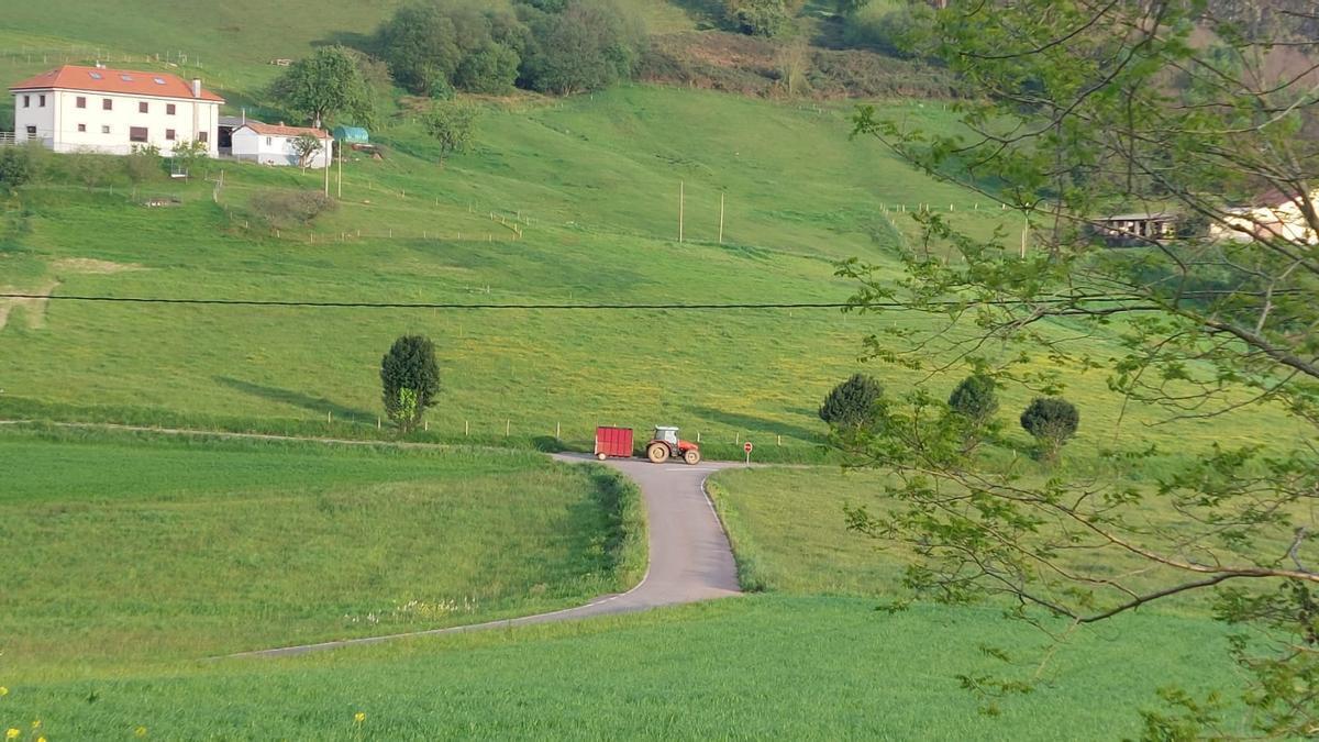Vista de las praderías de Arlós en una imagen tomada desde la iglesia de Santiago.