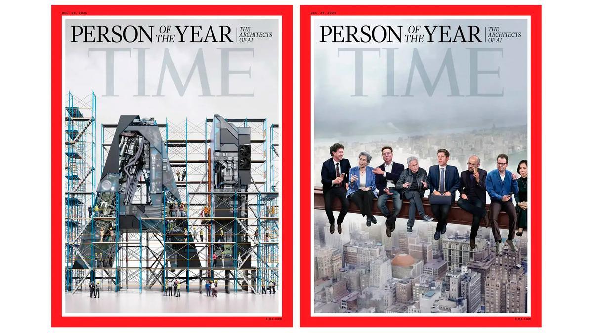 Portada de la revista 'Time' con los magnates de la IA reconocidos como "persona del año" de 2025.