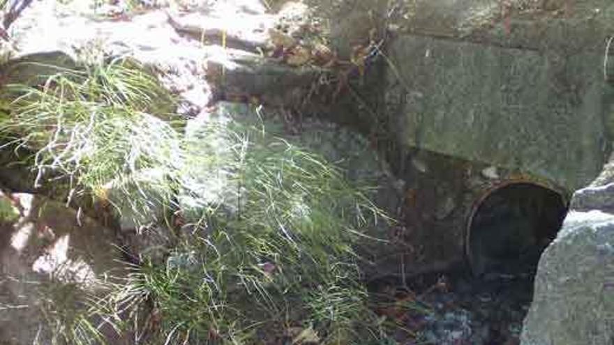 Colector que vierte el agua sucia en Las Pedrosas.