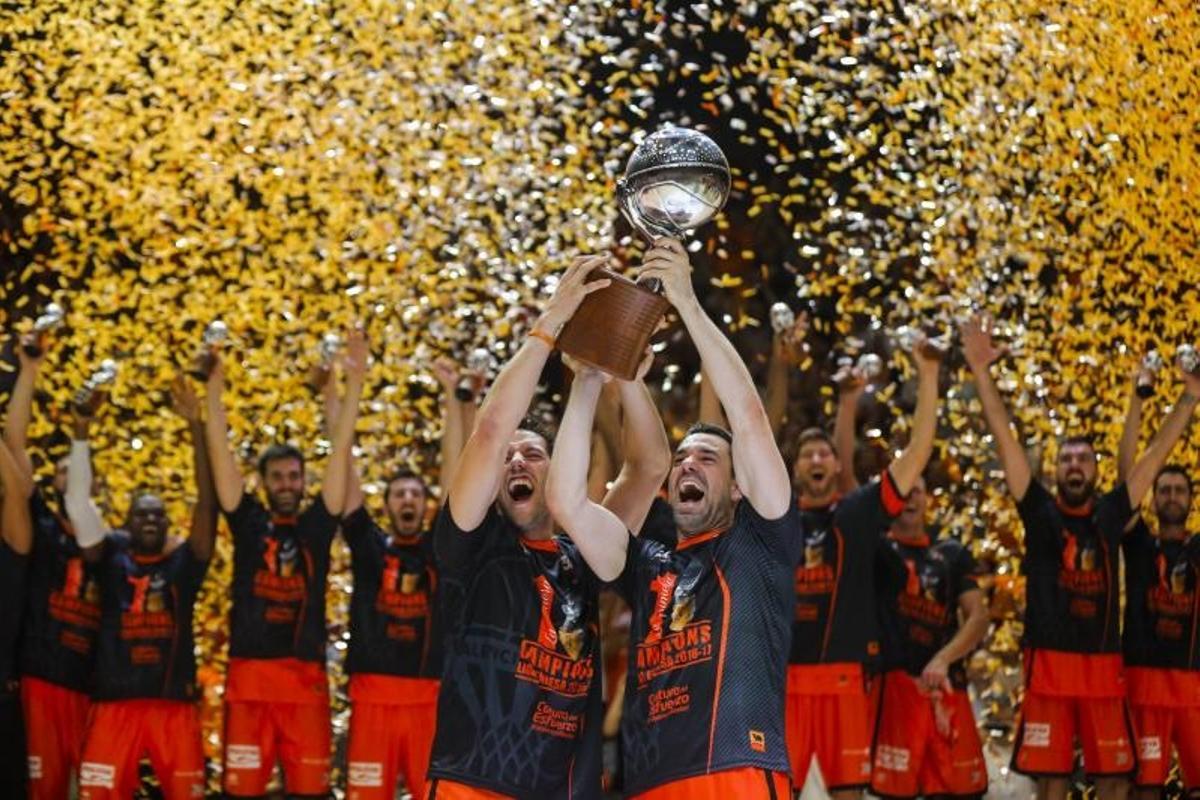 La celebración de la Liga ACB lograda en 2017.