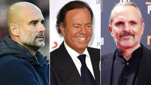 Pep Guardiola, Julio Iglesias y Miguel Bosé.