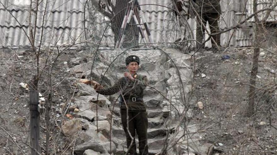 Un soldado en la frontera norcoreana.