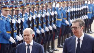 Olaf Scholz y Vucic en un encuentro de 2022