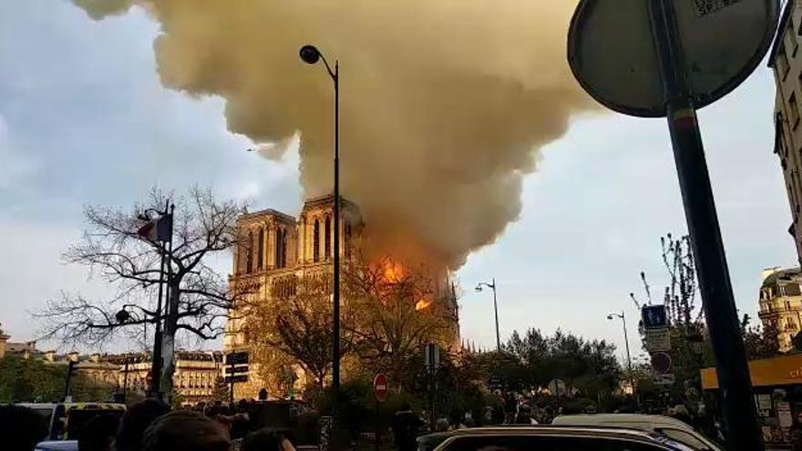 Así grabaron el incendio de Notre Dame los estudiantes de Elche