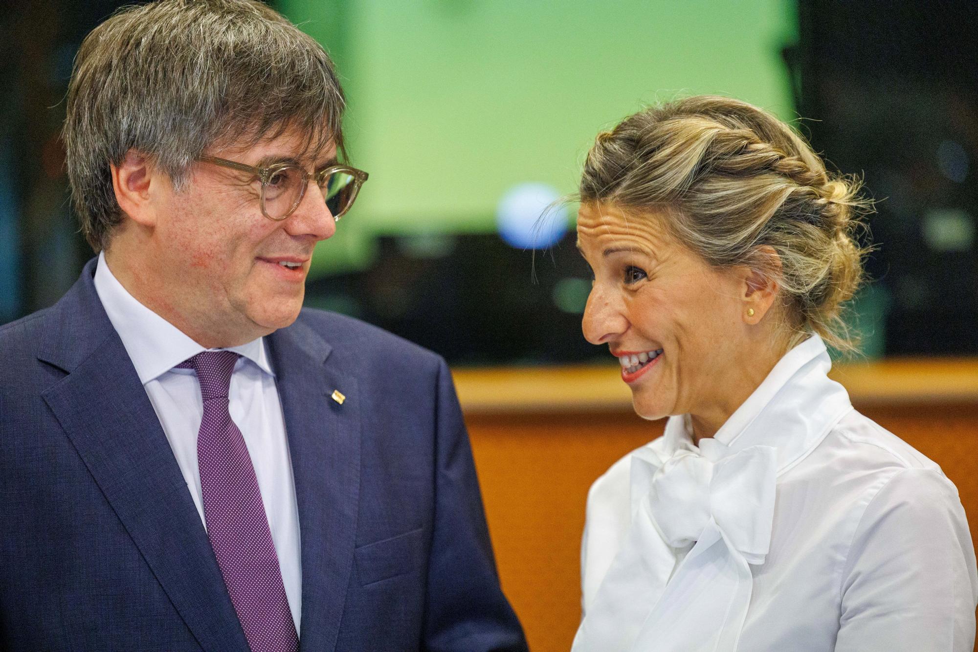Les imatges de la trobada entre Carles Puigdemont i Yolanda Díaz a Brussel·les